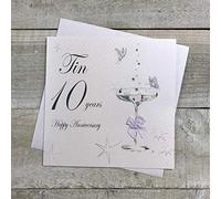 WHITE COTTON CARDS Tin 10 Years Happy Handmade Anniversary Card, TIN10,16cm x 16cm