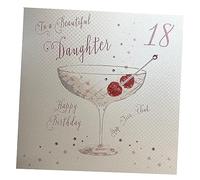 WHITE COTTON CARDS To A Beautiful Daughter 18" Handmade Large 18th Birthday Card Coupe Glass, XLDAUG18,22cm x 22cm