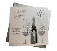 white cotton cards To a Beautiful Daughter 40 Wishing You a Wonderful, Handmade 40th Birthday Card (Code BD10-40)