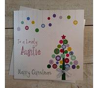 WHITE COTTON CARDS To a Lovely Auntie Merry Christmas Handmade Card in Multi Tree Design