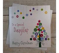 White Cotton Cards To A Lovely Daughter Merry Handmade Christmas Card (Multi Tree) Code fp17, 16cmx16cm