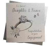 WHITE COTTON CARDS 'To A Special Daughter & Fiancé Handmade Large Engagement Card, Code, XM3, 22x22 cm
