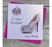 White Cotton Cards "To a Special Granddaughter On Your 18th Birthday Handmade Card, White, PD18GD