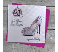 White Cotton Cards "To a Special Granddaughter On Your 21st Birthday Handmade Card, White, PD21GD