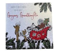 white cotton cards To a Special Granddaughter Way Handmade Christmas Card (Santa's Sleigh)