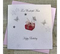 WHITE COTTON CARDS To A Wonderful Mum Happy Handmade Birthday Card, BD35A,16cm x 16cm