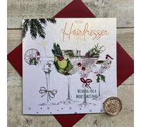 WHITE COTTON CARDS TO MY HAIRDRESSER. WISHING YOU A MERRY CHRISTMAS. CARD (C25-117)