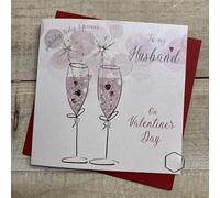 White Cotton Cards, to My Husband, Handmade Valentine's Card (V24-2)