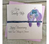 WHITE COTTON CARDS To my lovely Wife Happy Wedding Anniversary Card Love Birds VN19