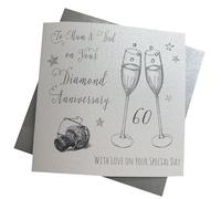 WHITE COTTON CARDS To My Mum & Dad On Your Diamond Handmade 60th Anniversary Card, WA60M