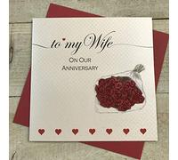 WHITE COTTON CARDS To My Wife, Handmade Anniversary Card, Code LL52 (Roses)