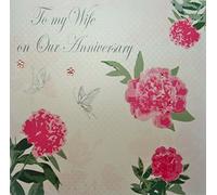 WHITE COTTON CARDS To My Wife, Handmade Anniversary Card, Code PD214, Roses