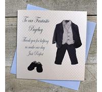 WHITE COTTON CARDS To our Fantastic Pageboy Thank You for Helping Us Make Our Day Just Perfect Wedding Handmade Card, White, PD23
