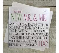 White Cotton Cards "To The New Mr & Mr Hand Embellished Gay Wedding Card, N51a