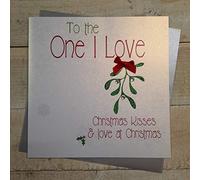 White Cotton Cards To The One I Love Handmade Large Christmas Card (Mistletoe Code xfp4)