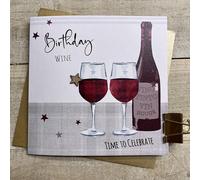 WHITE COTTON CARDS VIN ROUGE, VINO TINTO, RED WINE BIRTHDAY CARD, HAND FINISHED (S409)