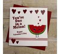 WHITE COTTON CARDS WATERMELON - VALENTINE'S DAY CARD, HAND FINISHED (V26-28)