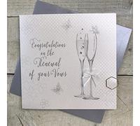 White Cotton Cards Wedding Card, Vows Renewal, Flutes Handmade BD189