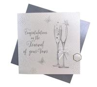 White Cotton Cards Wedding Card, Vows Renewal, Flutes Handmade BD189 | Vow Renewal Card Design | Handmade with Embellishments | Envelope Included | Blank Inside | Made in UK