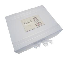 White Cotton Cards Wedding Day Large Keepsake Box Cake Design