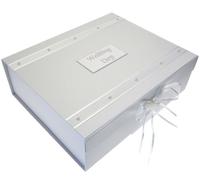 White Cotton Cards Wedding Keepsake Box, A4 Size, Large, Pearls