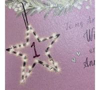 WHITE COTTON CARDS WIFE - PINK FAIRY LIGHT STAR - 1ST ANNIVERSARY CARD, HAND FINISHED (D239-1)