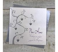 WHITE COTTON CARDS Wishing You Love/Luck and Happiness Handmade New Home Card, White, WB198,16cm x 16cm