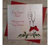white cotton cards X86 To My Gorgeous Fiancee Handmade Christmas Card, White