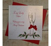 white cotton cards X91 Lovely Sister Handmade Christmas Card, White