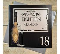 White Cotton Cards XBA18GS Large Eighteen Grandson Handmade 18th Birthday Card