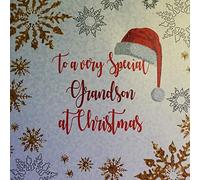 White Cotton Cards XF2-GS Large "to a Very Special Grandson" Handmade Christmas Card