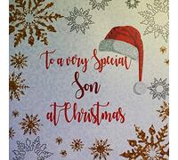 WHITE COTTON CARDS XF2-SON Large"to a Very Special Son at Christmas" Handmade Christmas Card