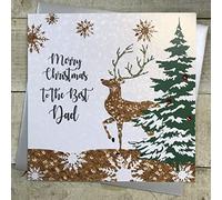 White Cotton Cards XF3-D Large "Merry Christmas Best Dad" Handmade Christmas Card