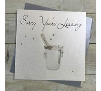 white cotton cards XLWB3 1-Piece Sorry Your Leaving Extra-Large Handmade Leaving Card, Champagne Bucket,22cm x 22cm