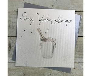 white cotton cards XLWB3 1-Piece Sorry Your Leaving Extra-Large Handmade Leaving Card, Champagne Bucket,22cm x 22cm