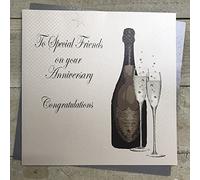 white cotton cards XPD247 Large"to Special Friends On Your Anniversary Congratulations" Handmade Card,22cm x 22cm