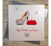 white cotton cards XPD37-W Large "Happy Birthday to My Gorgeous Wife" Handmade Card