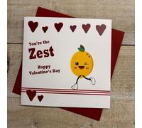 WHITE COTTON CARDS YOU'RE THE ZEST - LEMON VALENTINE'S DAY CARD, HAND FINISHED (V26-22)
