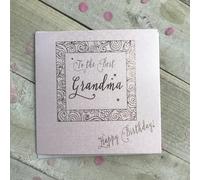 WHITE COTTON CARDS Zig Zag best grandma, Pink Birthday Card, Handmade Z17