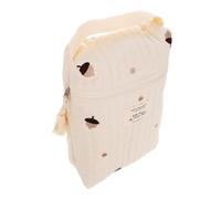 White Cotton Cloth Diaper Organizer Bag for Stroller Storage | Large Capacity, Reusable Pouch, Multi-function Design for On-the-go Use, Washable and Easy to Attach