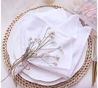 White Cotton Dinner Napkins Set of 12, 16 x 16 Inch Cloth Napkins | Washable Fabric Napkins with Hemmed Edges for Wedding Decor, Bridal Shower, Birthday Party, Restaurant, Hotel