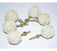 White Cotton Rope Door Knobs/Rope Knot Drawer Pulls and Knobs/Pull and Push Handle Knobs for Cabinets, Wardrobes & Cupboards/Nautical Hardware Decor,58 mm, Set of 6