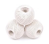 White Cotton String Ball Pack of 3 Cotton Twine Butchers Twine for Cooking Kitchen Trussing Meat Poultry Sausages Craft Macrame Parcel Wraps and Gifts