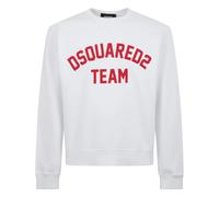White Cotton Sweatshirt with Red Team Print - male - Dsquared2 - Sweatshirts - White - M - Sweatshirts & Hoodies M