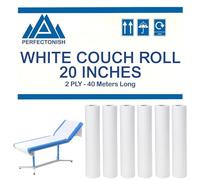 White Couch Roll 20", 2 PLY - 40 Meters Long Versatile Comfort Ideal for Osteopathy Couch Cover, Message Beds & Beauty beds With Perfectonish Thank-you Sticker Packaging (6)