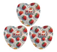 White Cow Strawberry Pattern Car Air Freshener, 3 Pcs Love form Hanging Air Freshener Cards, Long Lasting Fragrance Scented Cards for Car, Home, Office White-style