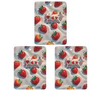 White Cow Strawberry Pattern Car Air Freshener, 3 Pcs Square Hanging Air Freshener Cards, Long Lasting Fragrance Scented Cards for Car, Home, Office White-style