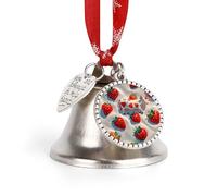 White Cow Strawberry Pattern Christmas Bells Ornaments, Hanging Iron Jingles Decoration - Elegant Jingle Bell Ornament for Tree, Home, Festive Decor