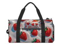 White Cow Strawberry Pattern Gym Bag for Men Women, Waterproof Gym Tote Bags, Large Duffel Bag for Travel Workout