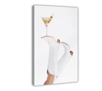 White Cowgirl Martini Canvas Poster Wall Art Decor Print Picture Paintings for Living Room Bedroom Decoration 12x18inch(30x45cm)